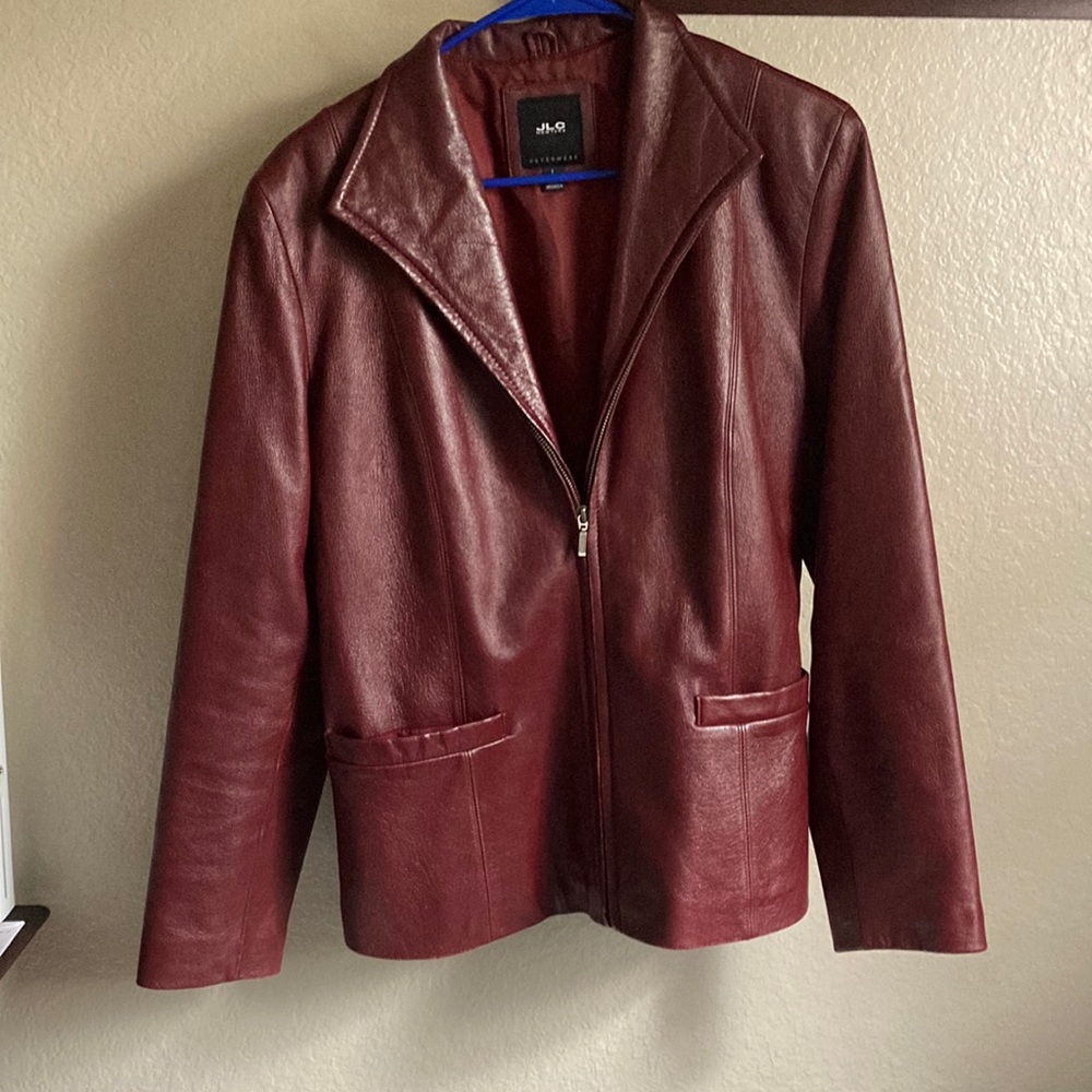 JLC New York burgundy genuine leather jacket L